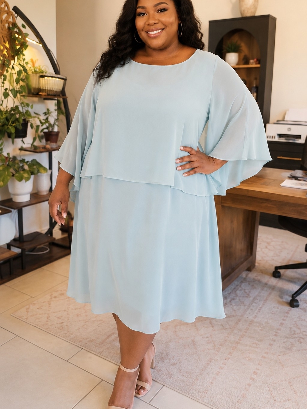 Charisma Chiffon Capelet Dress